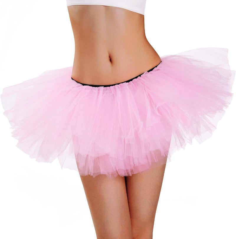 Phantomon Tutu Skirt Women's Teens Classic Elastic 5 Layered Tulle Ballet Skirt, 1950s Vintage Style Short Skirt, Adult Size - Image 4
