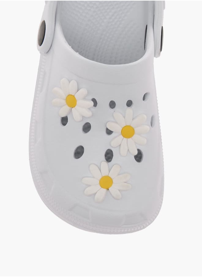 Flora Bella By Shoexpress Girls Floral Embossed Clogs with Backstrap  - Image 3