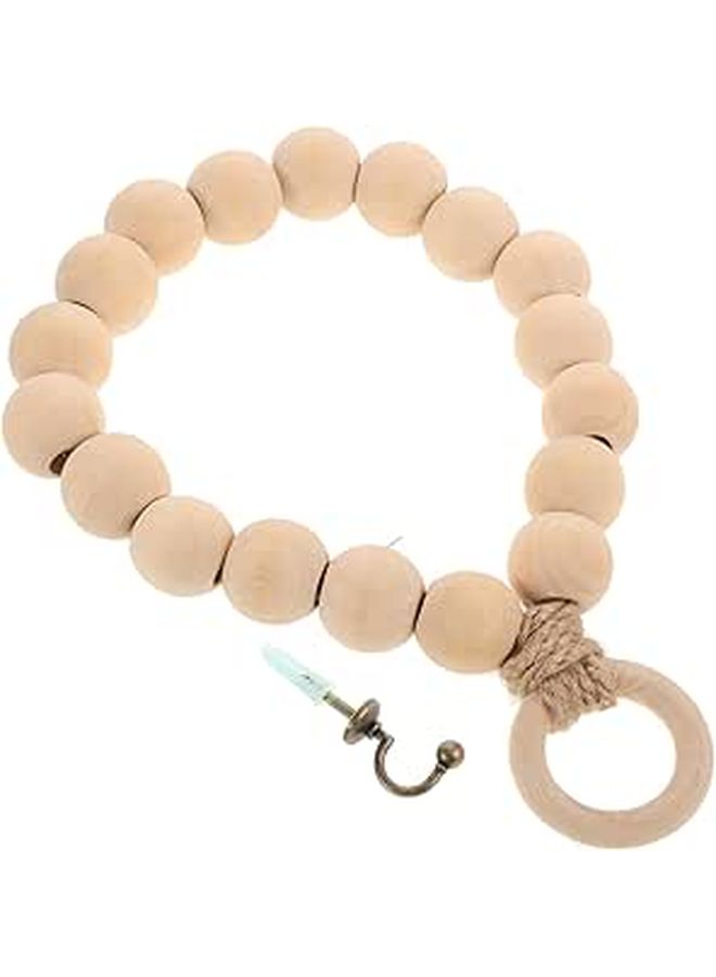 Wooden Beads Towel Holder for Bathroom Wall with Jute Rope 20cm Diameter Accessories - Image 1