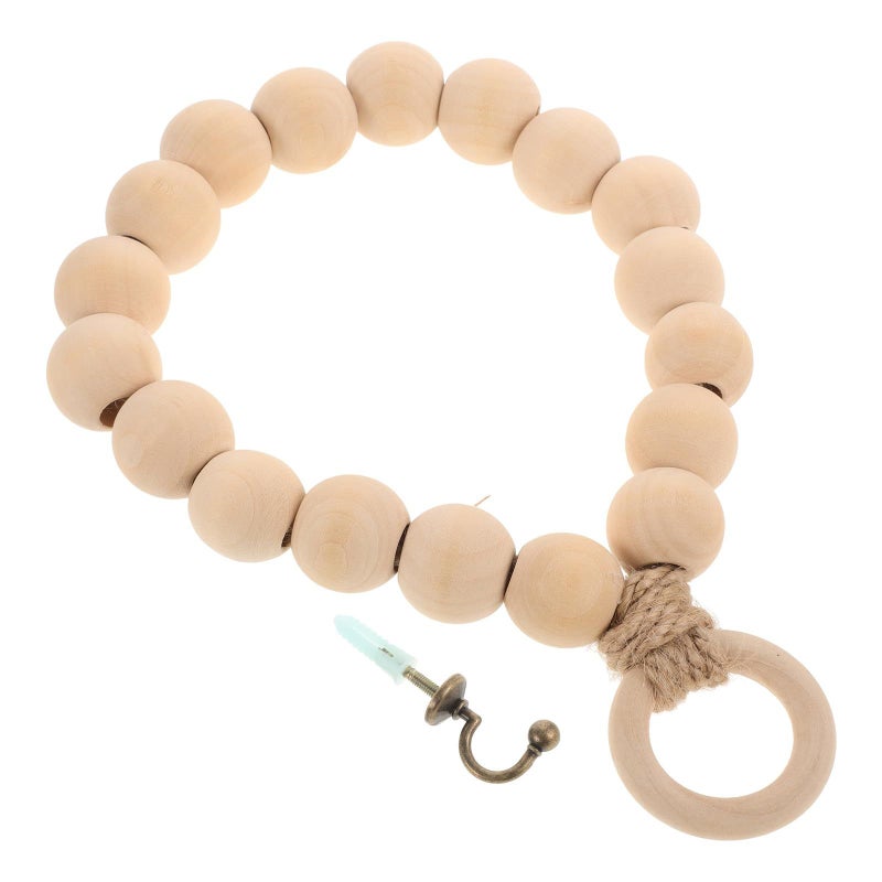 Wooden Beads Towel Holder for Bathroom Wall with Jute Rope 20cm Diameter Accessories - Image 2