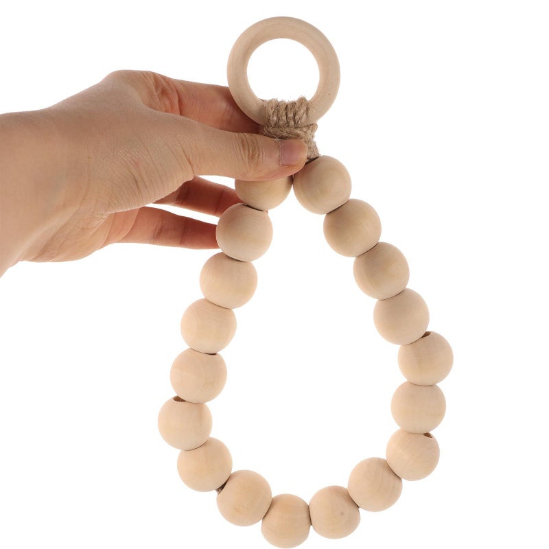 Wooden Beads Towel Holder for Bathroom Wall with Jute Rope 20cm Diameter Accessories - Image 5