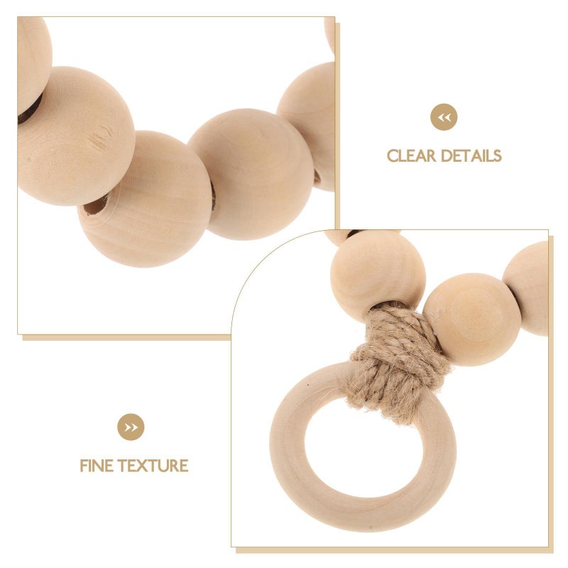 Wooden Beads Towel Holder for Bathroom Wall with Jute Rope 20cm Diameter Accessories - Image 4
