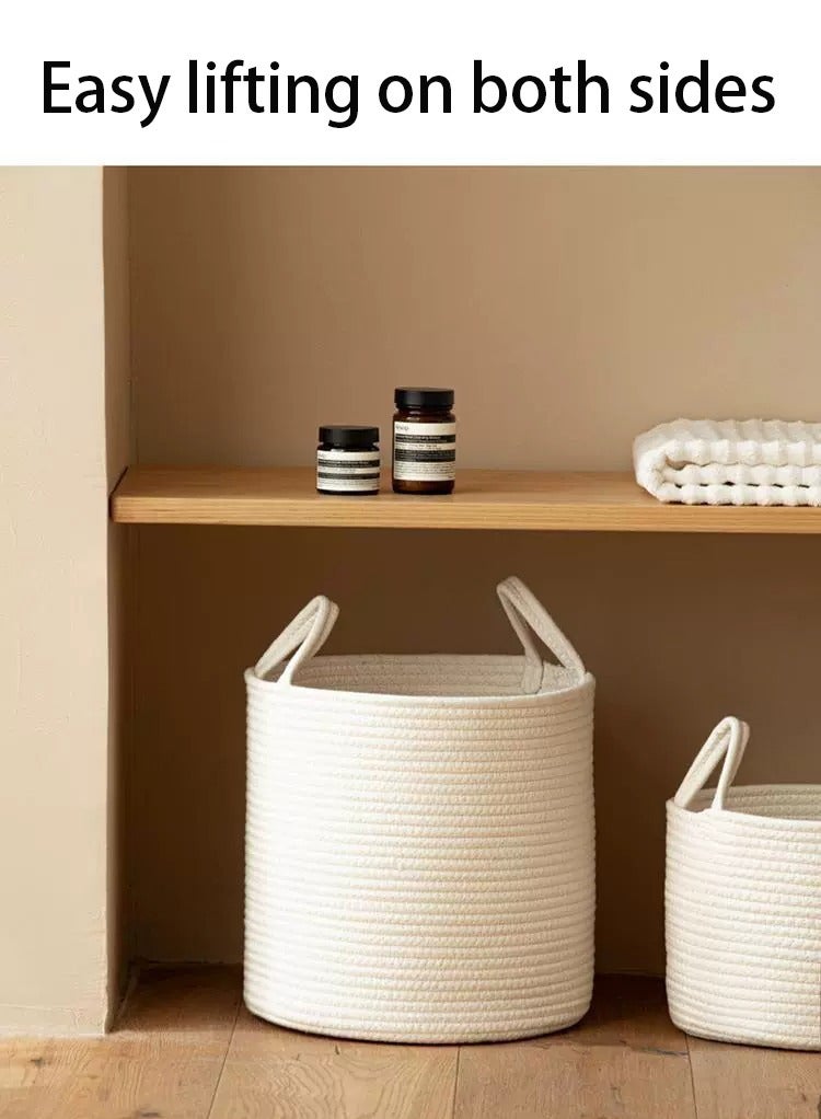 Household laundry storage basket Clothing bucket Toy storage basket White  - Image 5
