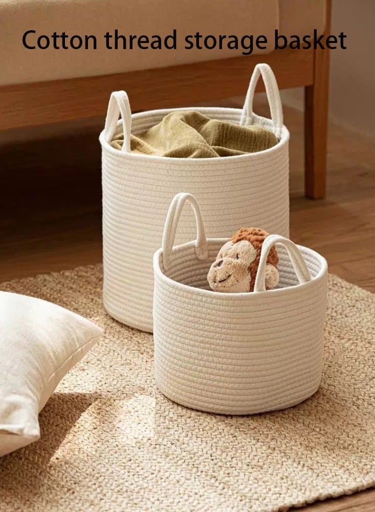 Household laundry storage basket Clothing bucket Toy storage basket White  - Image 4