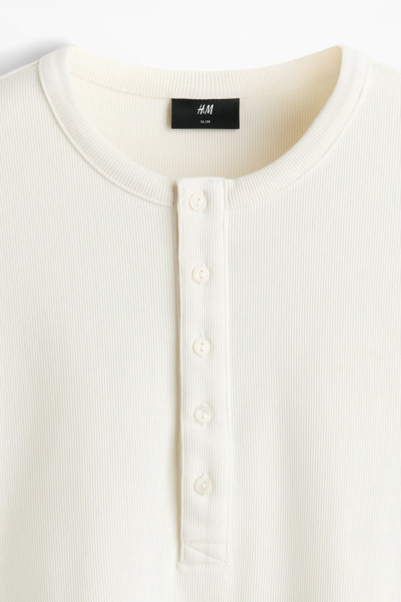 H&M Slim Fit Ribbed Henley shirt