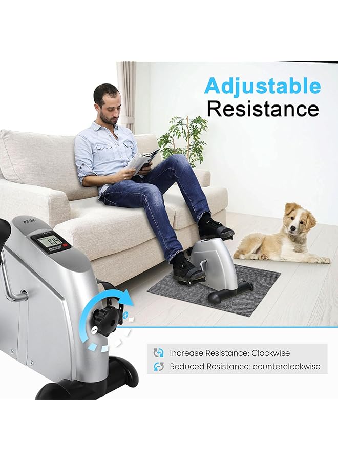 AGM Mini Exercise Bike Under Desk Bike Pedal Exerciser Foot Cycle Arm & Leg Pedal Exerciser With Lcd Screen Displays - Image 2