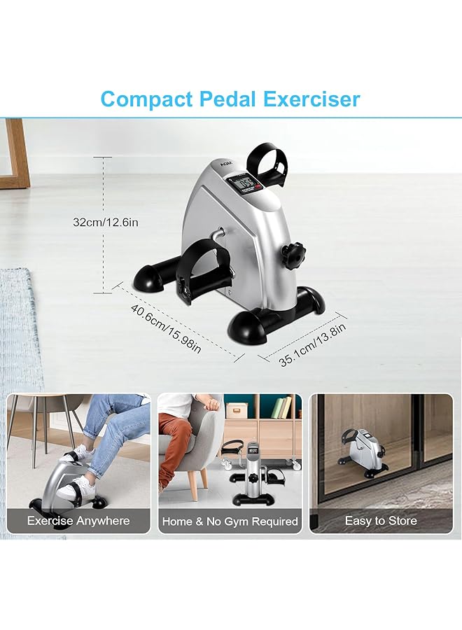 AGM Mini Exercise Bike Under Desk Bike Pedal Exerciser Foot Cycle Arm & Leg Pedal Exerciser With Lcd Screen Displays - Image 5