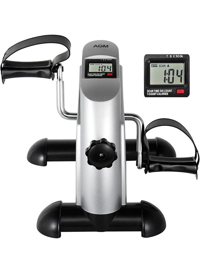 AGM Mini Exercise Bike Under Desk Bike Pedal Exerciser Foot Cycle Arm & Leg Pedal Exerciser With Lcd Screen Displays - Image 1