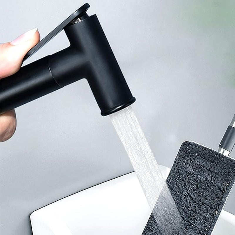 مرشة يدوية نحاسية مع خرطوم قابل للسحب بزنبرك وصمام زاوية سيراميكي نحاسي بالكامل حائط أسود مثبت - Image 5