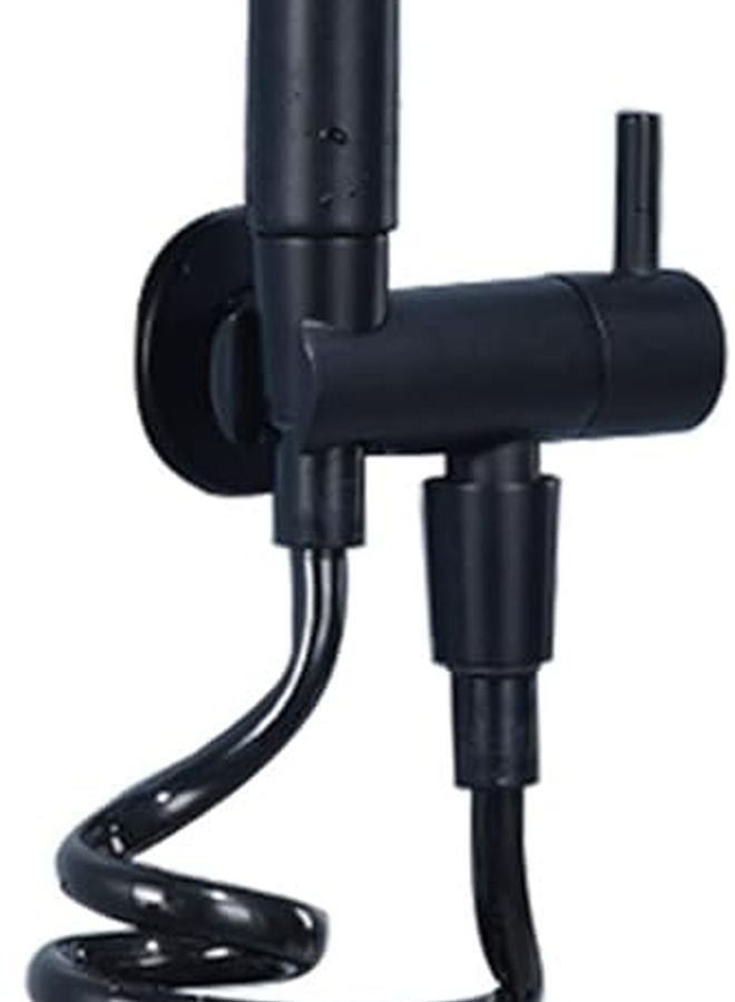 مرشة يدوية نحاسية مع خرطوم قابل للسحب بزنبرك وصمام زاوية سيراميكي نحاسي بالكامل حائط أسود مثبت - Image 1