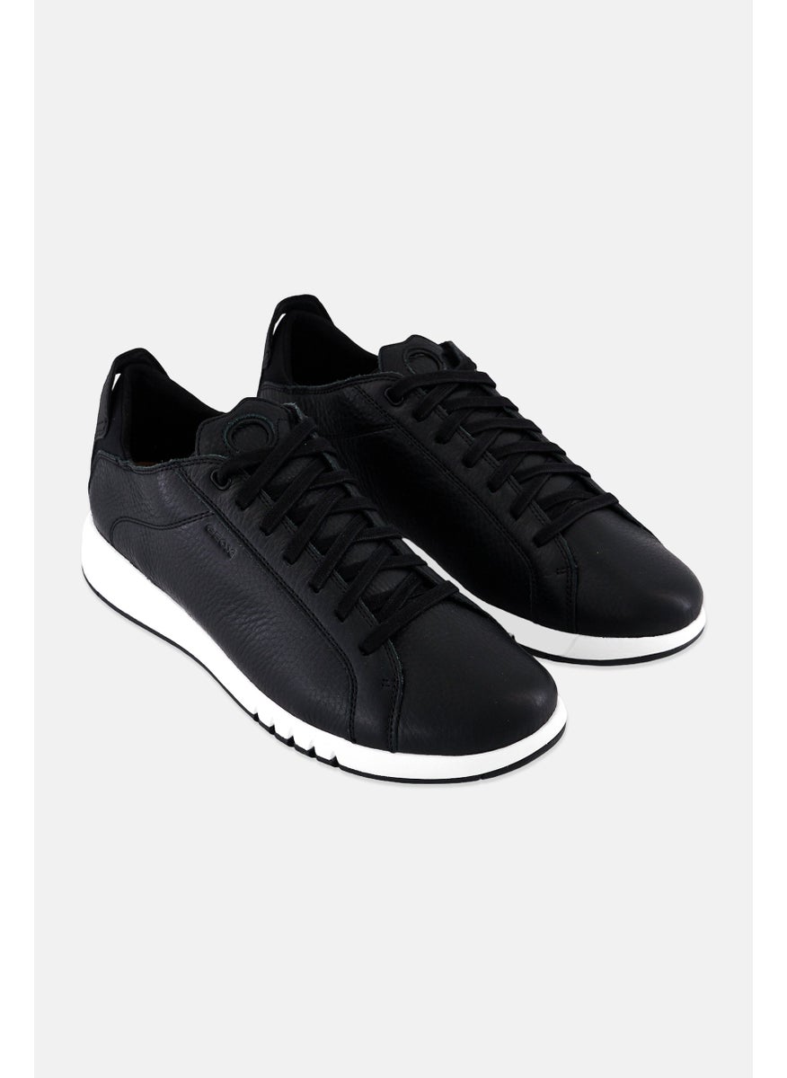 GEOX Men Leather Lace Up Shoes, Black  - Image 1