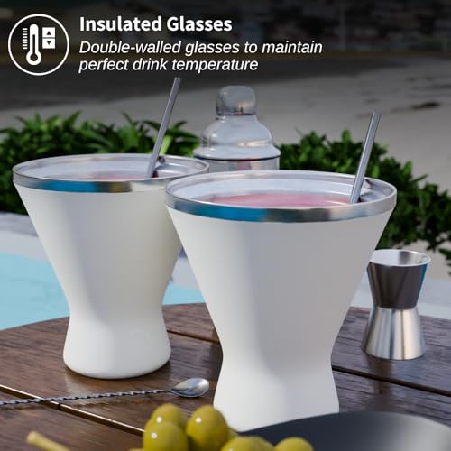 vaanshie Mother’s Day Gift for Mom – Set of 2 Cream, Stainless Steel Martini Glasses, Unbreakable Metal Cocktail Glass Set, Unique Gift for Women Wife, 10oz - Image 4