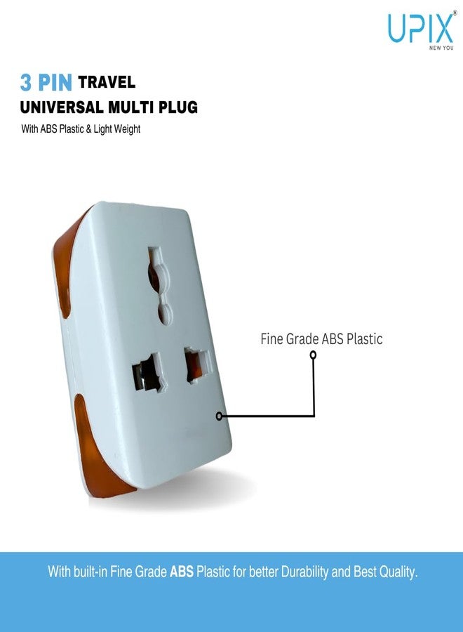 Upix 3 Pin Multi Plug Adapter - (Type D) Universal Travel Adapter 3 Way Universal Plug Extension for Home, Office, Travel Use - 6A, 240V - Image 3