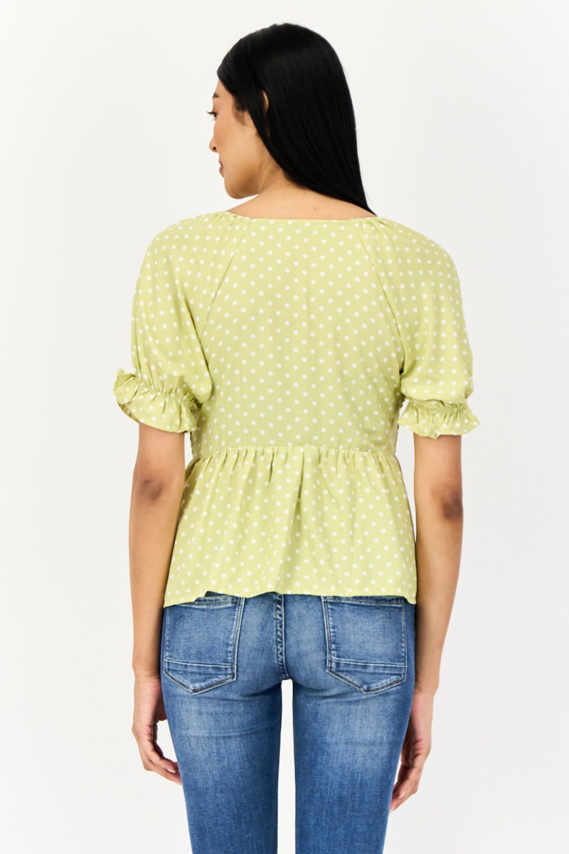 ONLY Women V-Neck Short Sleeves polka Dots Blouse, Multicolor  - Image 4
