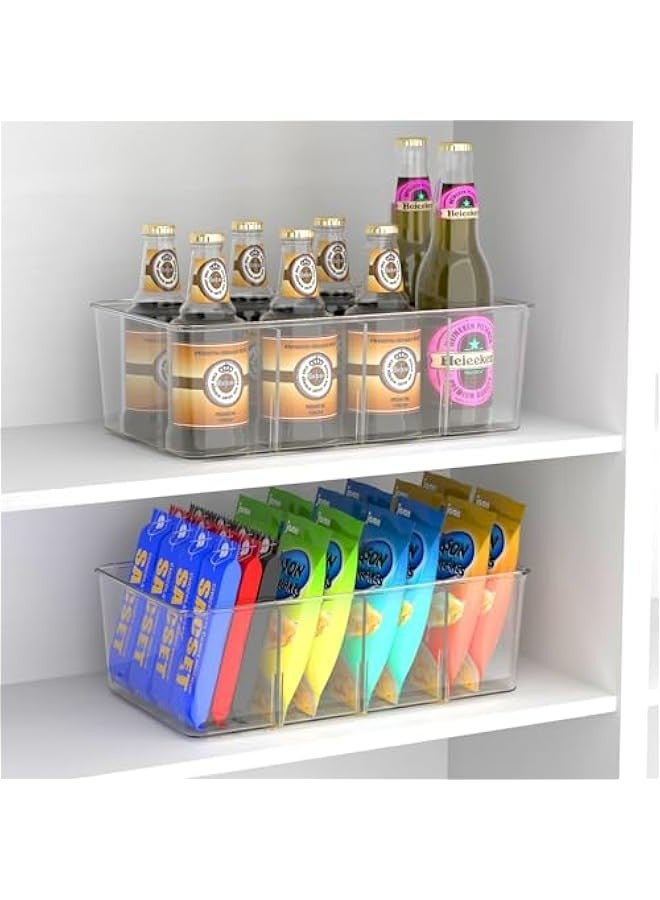 بيوينتي كاستويف منظم ثلاجة مقسم، عبوتان من صناديق تنظيم الوجبات الخفيفة، صندوق تخزين قابل للتكديس مع فاصل قابل للازالة، حاوية تنظيم ادراج عملية شفافة لخزانة المطبخ والثلاجة، خالية من BPA - Image 2