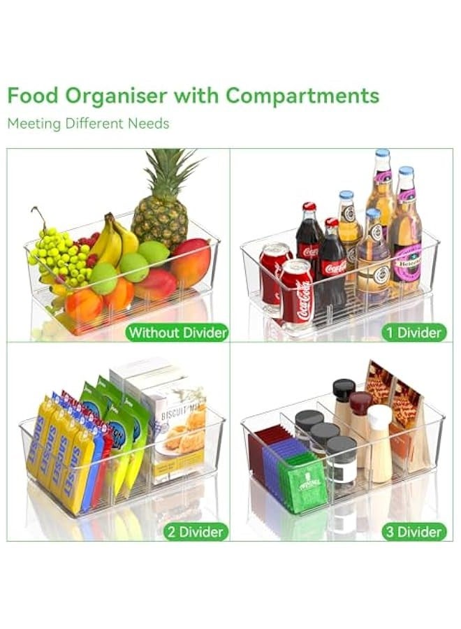 بيوينتي كاستويف منظم ثلاجة مقسم، عبوتان من صناديق تنظيم الوجبات الخفيفة، صندوق تخزين قابل للتكديس مع فاصل قابل للازالة، حاوية تنظيم ادراج عملية شفافة لخزانة المطبخ والثلاجة، خالية من BPA - Image 3