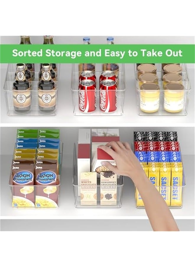 بيوينتي كاستويف منظم ثلاجة مقسم، عبوتان من صناديق تنظيم الوجبات الخفيفة، صندوق تخزين قابل للتكديس مع فاصل قابل للازالة، حاوية تنظيم ادراج عملية شفافة لخزانة المطبخ والثلاجة، خالية من BPA - Image 4