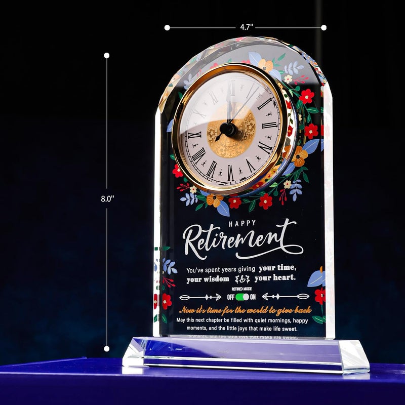 Sttokilly Retirement Crystal Clock Gifts for Women Men,Classy Retirement Plaque for Coworkers Bossï¼ŒHappy Retirement Decorations Gifts for Friends,Teacher,Leader - Image 2