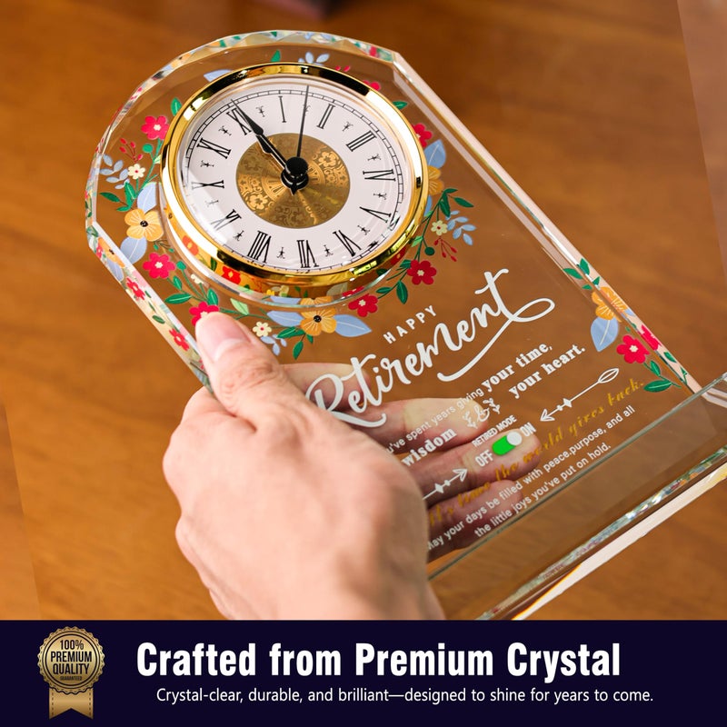 Sttokilly Retirement Crystal Clock Gifts for Women Men,Classy Retirement Plaque for Coworkers Bossï¼ŒHappy Retirement Decorations Gifts for Friends,Teacher,Leader - Image 4