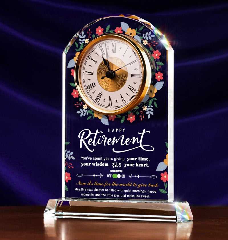 Sttokilly Retirement Crystal Clock Gifts for Women Men,Classy Retirement Plaque for Coworkers Bossï¼ŒHappy Retirement Decorations Gifts for Friends,Teacher,Leader - Image 1