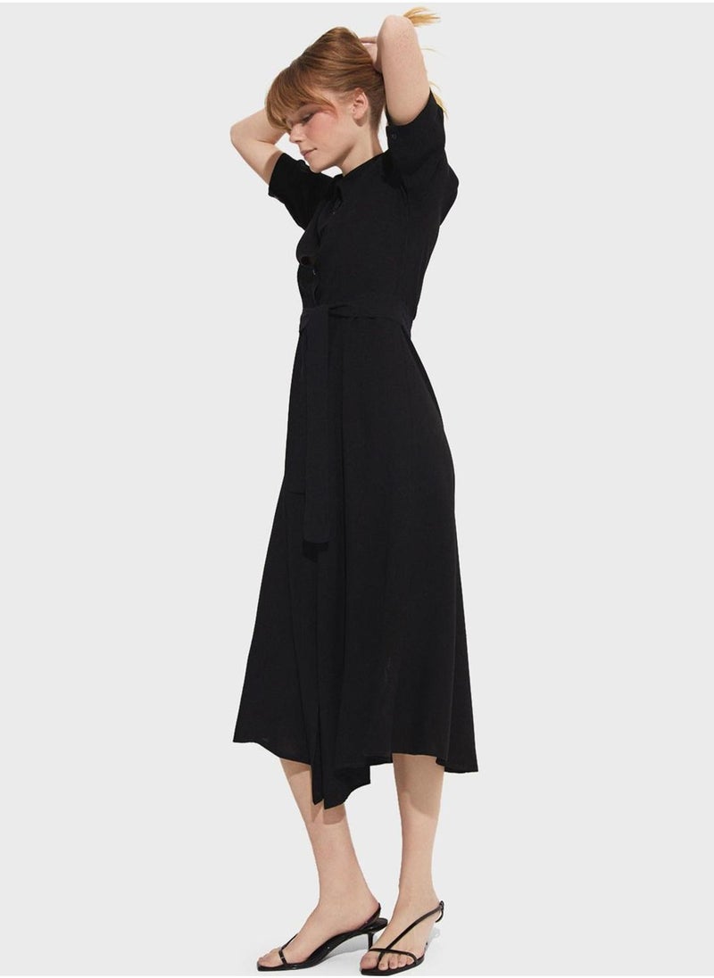 جون فستان أسود متوسط الطول - Image 4