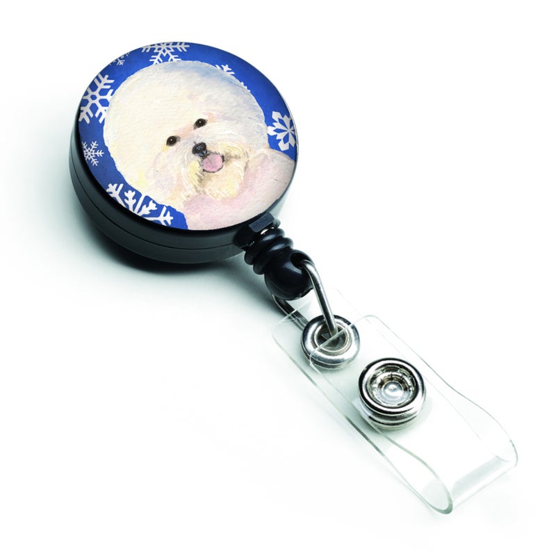 ""Caroline's Treasures Bichon Frise Winter Snowflakes Holiday Retractable Badge Reel  Multicolor (SS4664BR)""