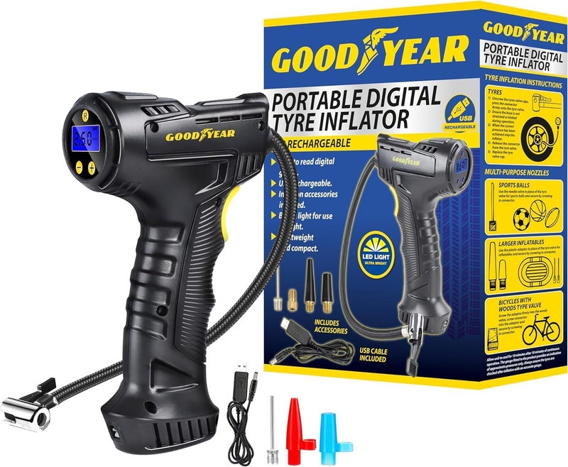 Goodyear Cordless Digital Tyre Air Inflator Compressor with LED Display - Image 1