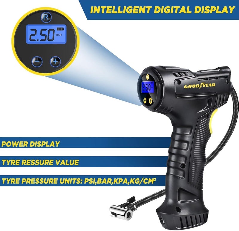 Goodyear Cordless Digital Tyre Air Inflator Compressor with LED Display - Image 3