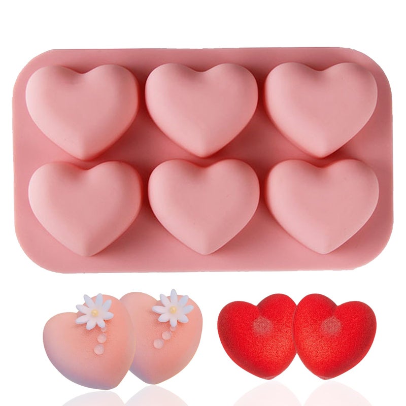 UOUYOO 6 Holes Heart Shaped Silicone Mold For Chocolate Cake Jelly Pudding Valentine's Day - Image 1