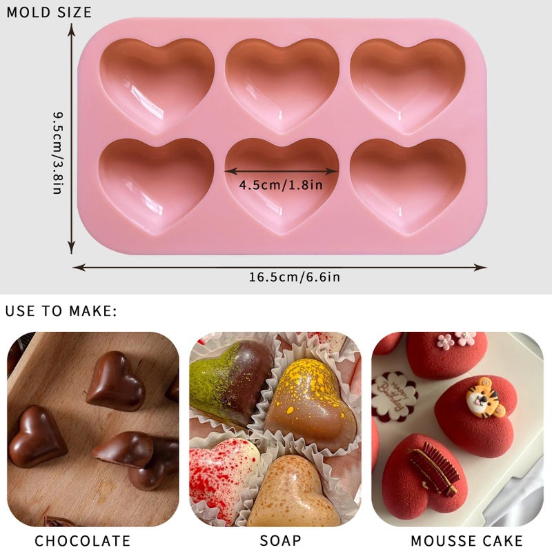UOUYOO 6 Holes Heart Shaped Silicone Mold For Chocolate Cake Jelly Pudding Valentine's Day - Image 2