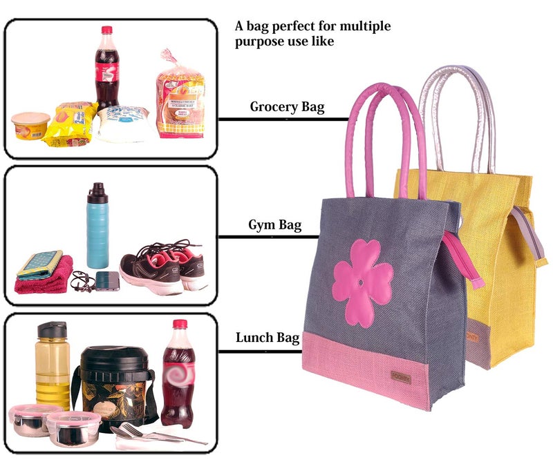 Foonty Exclusive Sunflower Daily Use Jute Lunch Bag(Combo of 2,Multicolor,FFFWB6015E) - Image 4