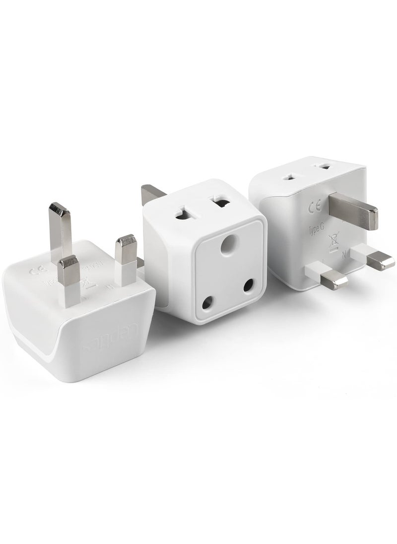 Ceptics Ceptics UK Adapter for Indian Pins Type G Plug Adapter with Dual Inputs India to UAE Adapter Ireland Plug 2 in 1 UK Adapter for Laptops Phones Chargers CE RoHS 3 Pack  - Image 1