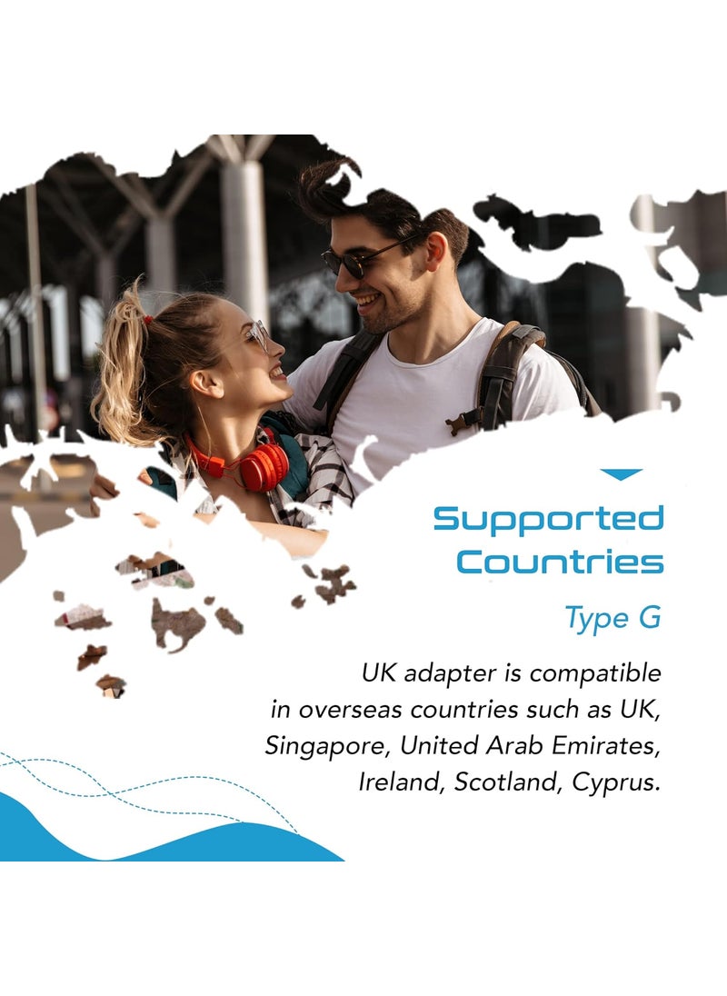 Ceptics Ceptics UK Adapter for Indian Pins Type G Plug Adapter with Dual Inputs India to UAE Adapter Ireland Plug 2 in 1 UK Adapter for Laptops Phones Chargers CE RoHS 3 Pack  - Image 5