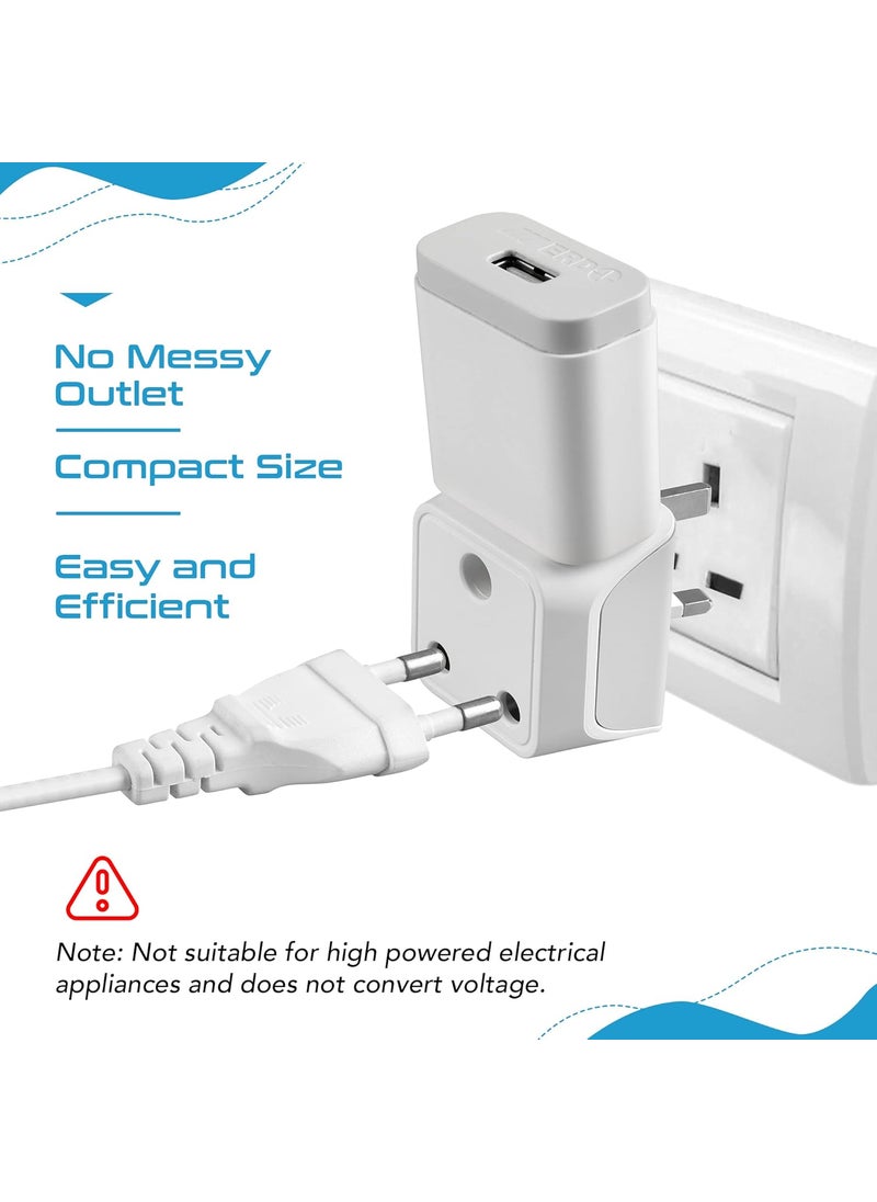 Ceptics Ceptics UK Adapter for Indian Pins Type G Plug Adapter with Dual Inputs India to UAE Adapter Ireland Plug 2 in 1 UK Adapter for Laptops Phones Chargers CE RoHS 3 Pack  - Image 4
