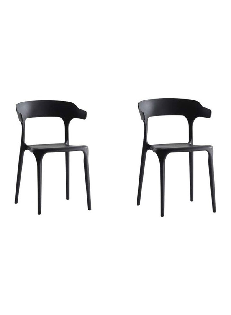 Mahmayi HYPP-04 PP Stackable Horn Dining Chair for Kitchen, Home - Black (Set of 2)