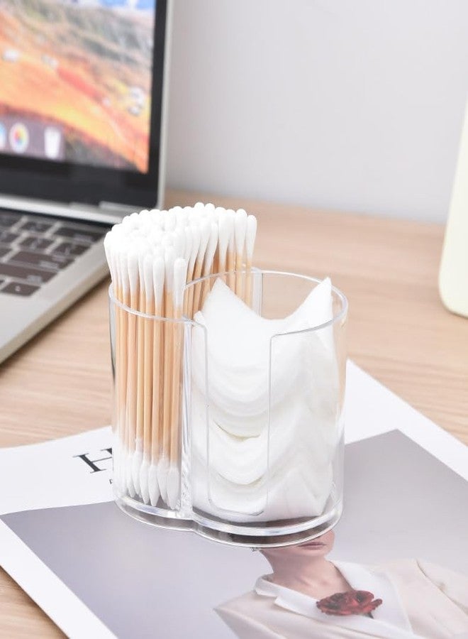 CINPIUK Qtip Holder Dispenser 2-in-1 Cotton Swab Pads Small Clear Sponge Makeup Storage Organizer Bathroom Containers for Cotton Pads, Balls, Pads, Floss Picks, Clear - Image 1