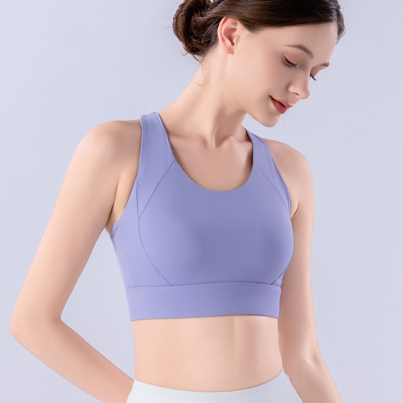 Generic High-strength fixed chest pad shockproof integrated sports underwear for women can be worn outside running gather professional skipping rope beautiful back Blue