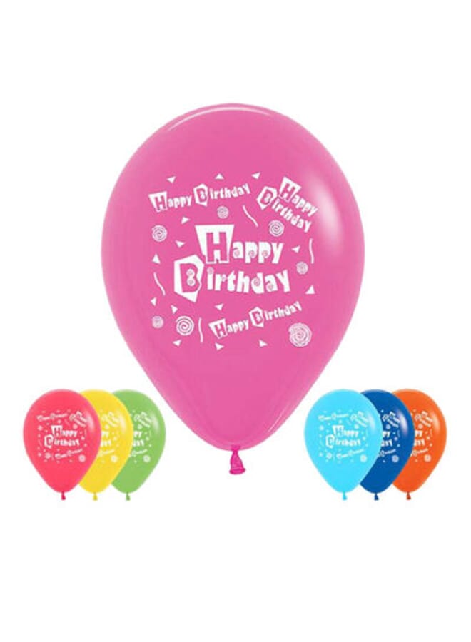 Party Time Piece 2 Sided Happy Birthday Round Balloons Assorted 12Inch - Image 2