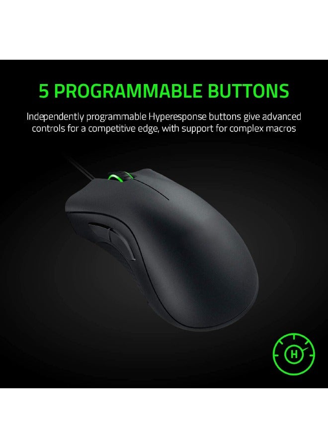 Wired Gaming Mouse with 6400 DPI Optical Sensor, 5 Programmable ons, Mechanical Switches, Rubber Side Grips – Classic Black - Image 5