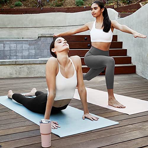 FULLSOFT 3 Pack Capri Leggings for Women - High Waisted Tummy Control Black Workout Yoga Pants for Summer,Sports(3 Pack Capri Black,Light Gray,Rosy Brown,Small-Medium) - Image 4
