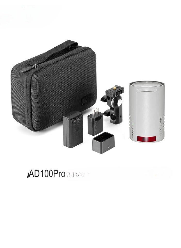 Godox AD100 Pro Pocket Studio Flash Light, High-speed TTL SLR Strobe Light, Rechargeable Battery Photography Light, OLED Screen Portable Photography Flash Light With Built In Wireless X System, (White) - Image 1