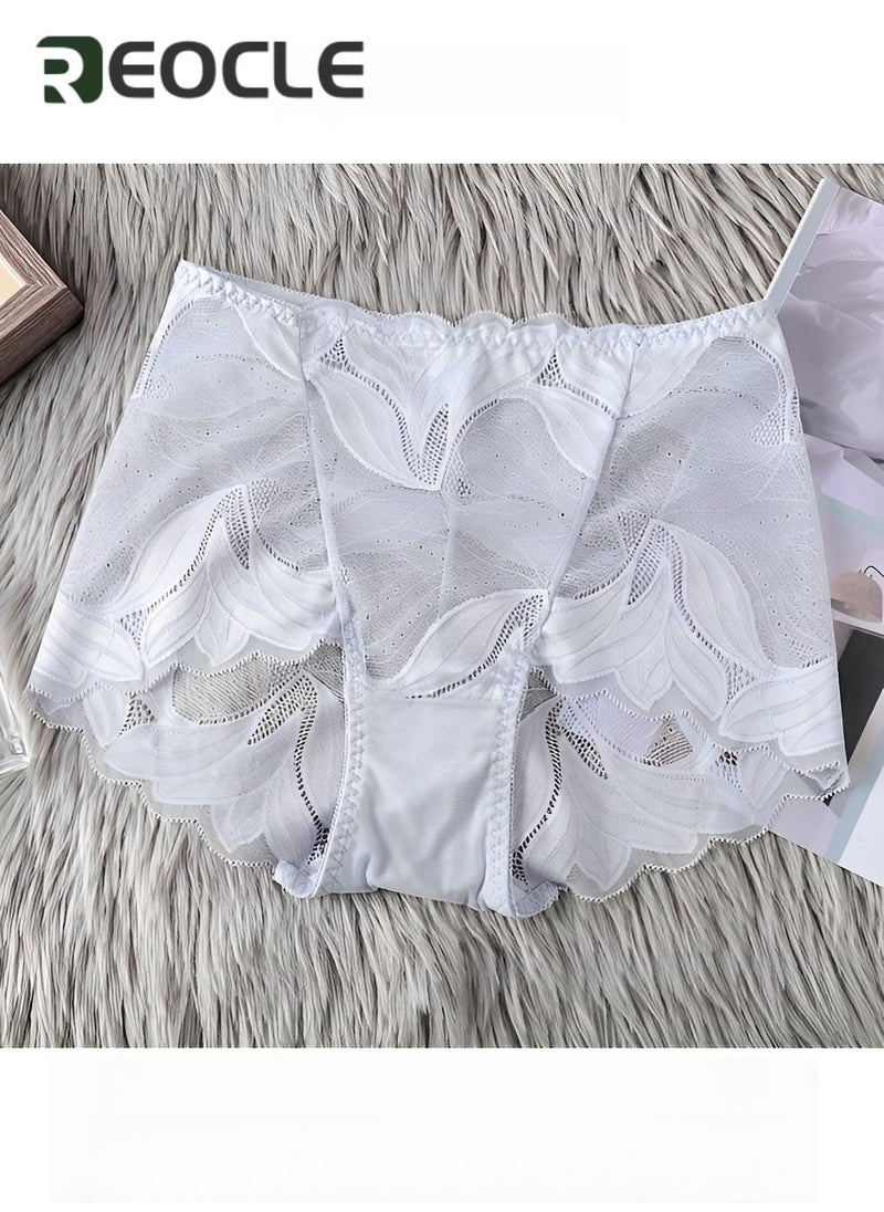 REOCLE Women's Lace Underwear High Waist Brief Tummy Control Panties Stretch Full Coverage Briefs Plus Size Ladies Brief  - Image 3