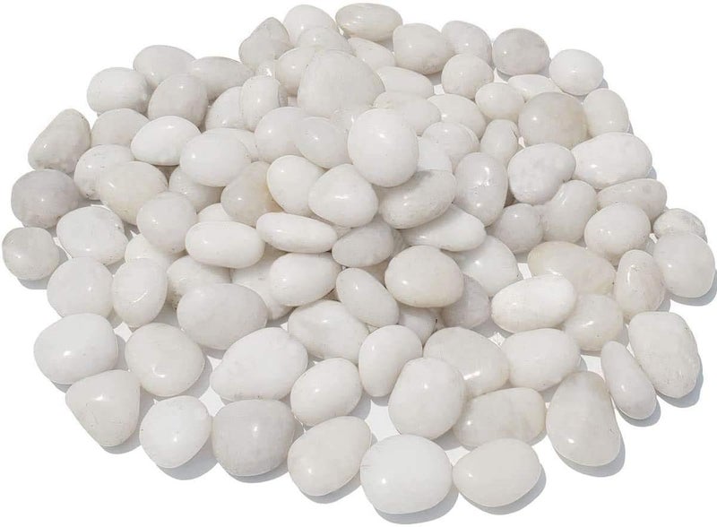 M-jump 2 Pounds 1" - 2" Gravel Size Natural Decorative Stones Polished White Pebbles Use in Glassware, Like Vases, Aquariums and Terrariums to Enhance The Appearance - Image 1