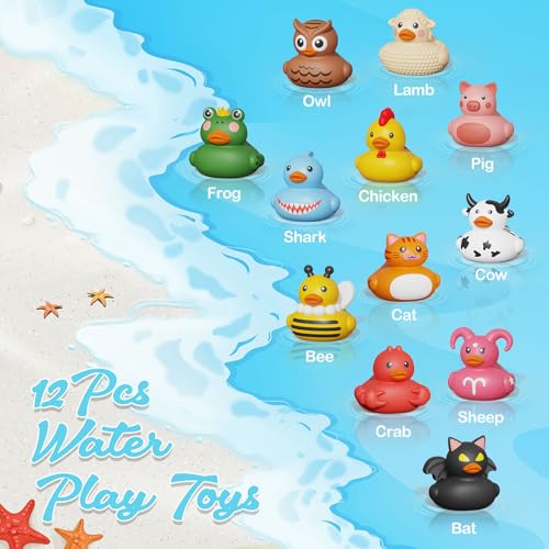 Grarain 12PCS Rubber Ducks,Toddler Bath Toys,No Hole Bathtub Toys,Baby Pool Toys for 18 Months and Older - Image 2