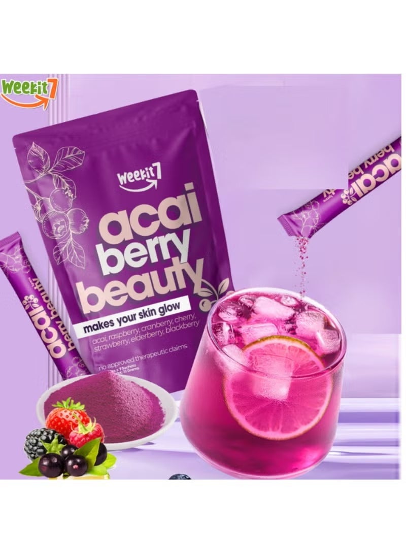 Weekit7 Acai berry powder Beauty juice Healthy organique Vitamins Fiber skin glow No Addictive