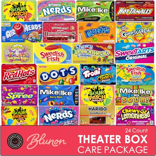 Blunon Movie Theater Candy  Assorted Candy Variety Pack  24 Large Theater Size Boxes  Bulk Care Package Gift Box Pack of 24 - Image 1