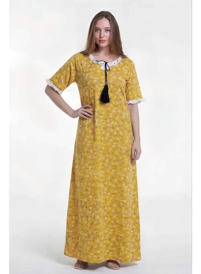 Women's Printed Cotton Maxi Dress - Home wear Sleeping Dress