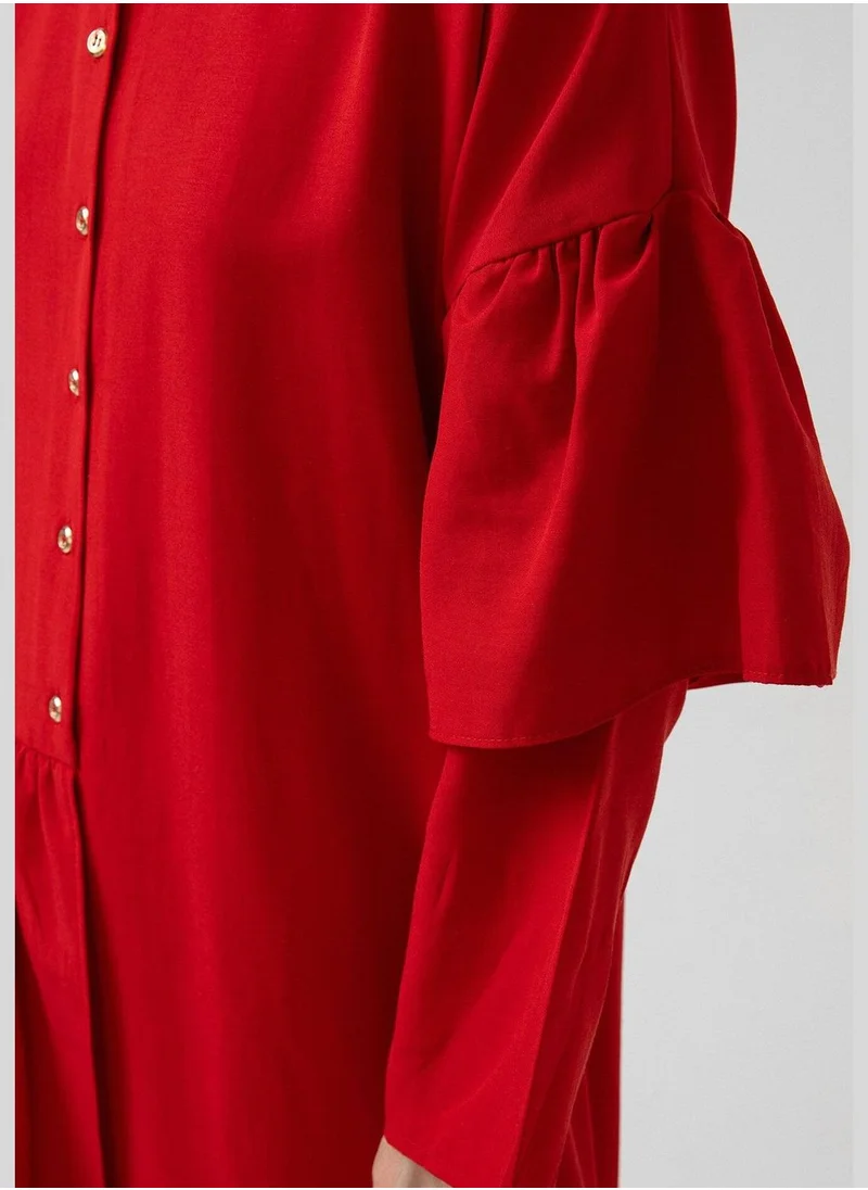 تاتشي FRILLY DETAILED POPLIN DRESS