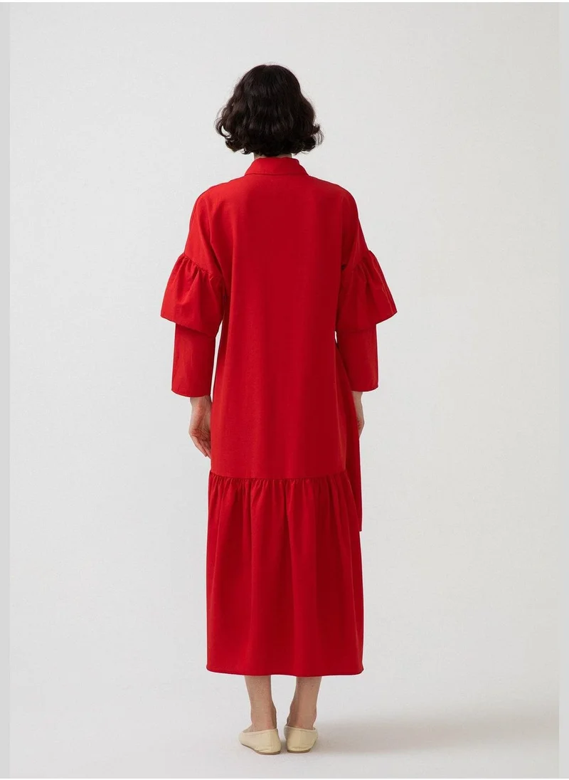 تاتشي FRILLY DETAILED POPLIN DRESS