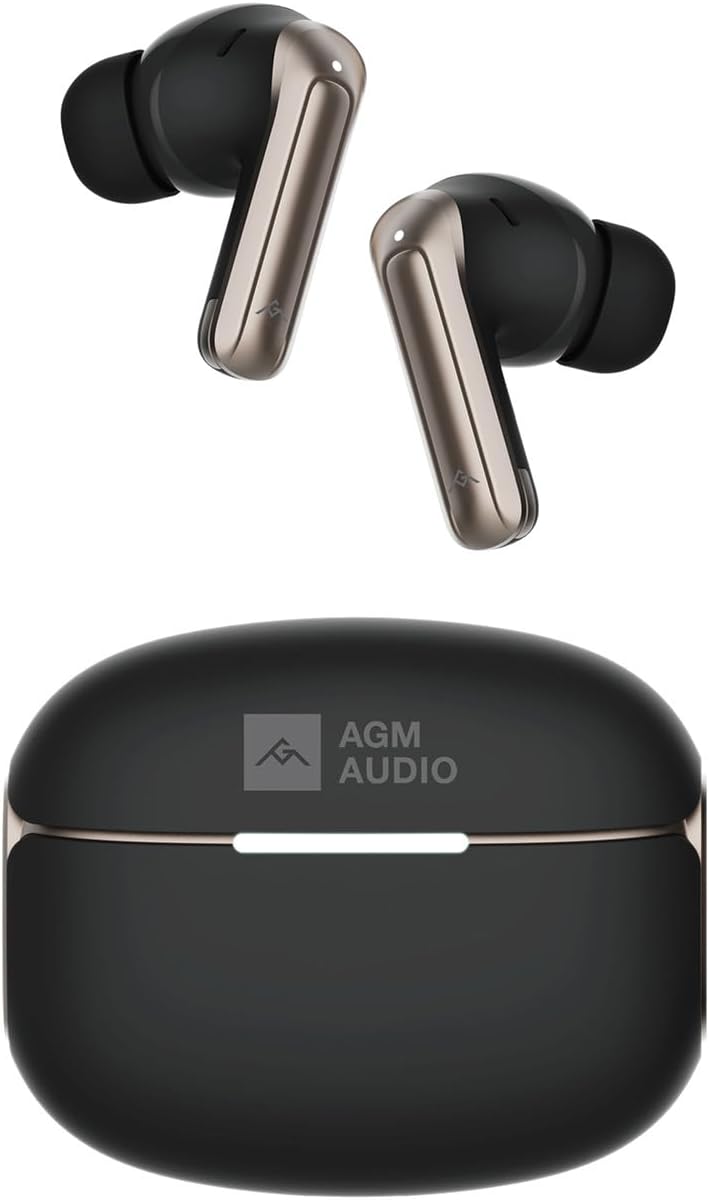 AGM سماعات أذن بلوتوث AGM Buds 8 داخل الأذن – سماعات لاسلكية مع صوت مخصص، عمر بطارية 6 ساعات + 24 ساعة | إلغاء الضوضاء للمكالمات ANC+ENC، شحن لاسلكي، شحن Type-C وتحكم باللمس - Image 1